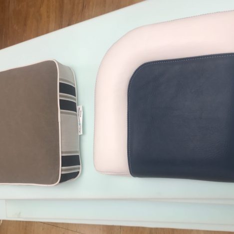 Sunbrella Canvas two tone with piping and Vinyl two tone with Knee rise