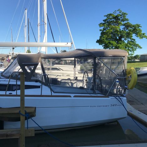 Jeanneau Sun Odyssey 349 with new customer Dodger, Bimini,  connector and screen enclosure